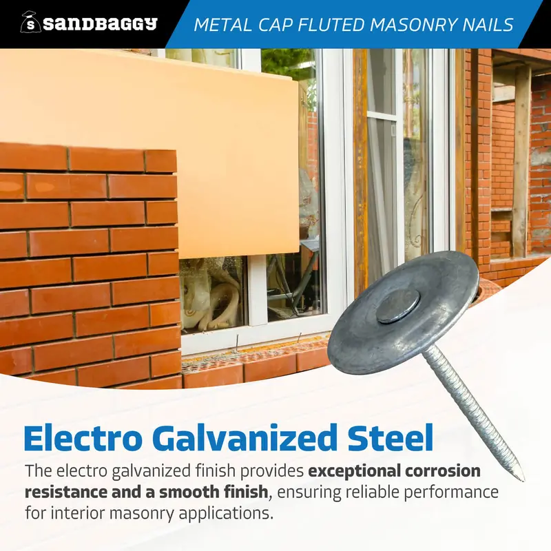 1-1/2" Metal Cap Fluted Masonry Nails - Galvanized (Appx. 65 Nails / Lb) 4