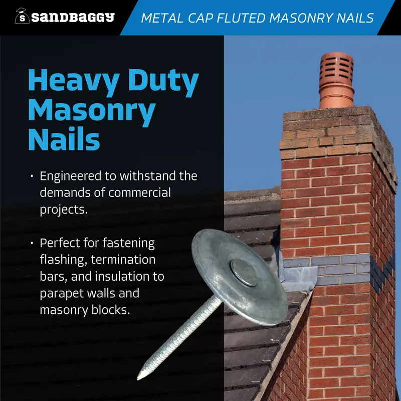 1-1/2" Metal Cap Fluted Masonry Nails - Galvanized (Appx. 65 Nails / Lb) 5