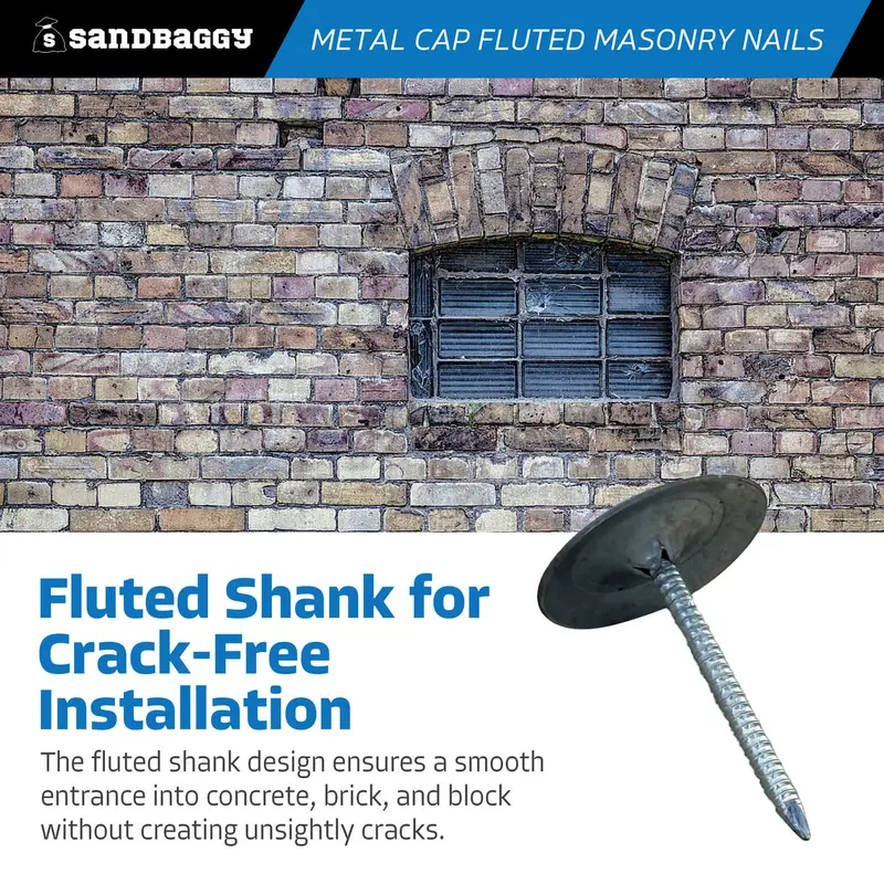 1-1/2" Metal Cap Fluted Masonry Nails - Galvanized (Appx. 65 Nails / Lb) 7