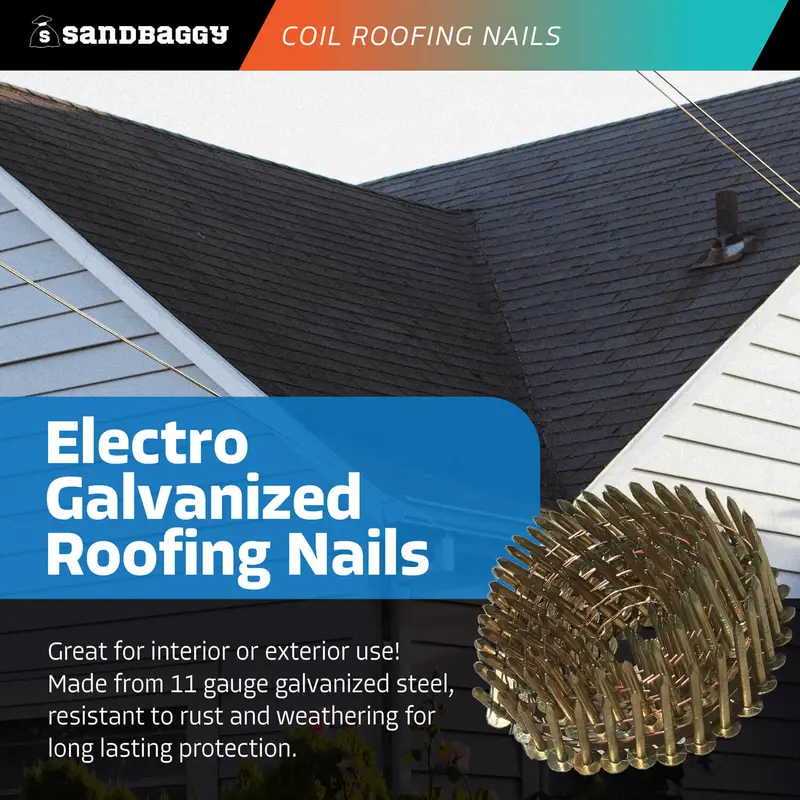 1-1/4" Coil Roofing Nails For Shingles - 15 Degree - Galvanized (120 Nails/Coil) 6