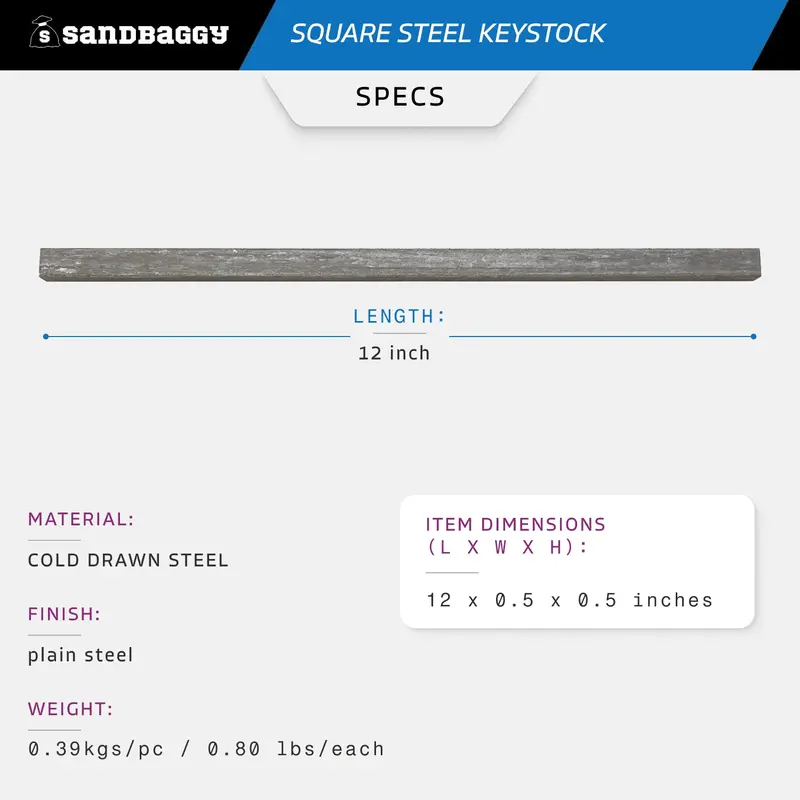 1/2" Square Steel Key Stock 2