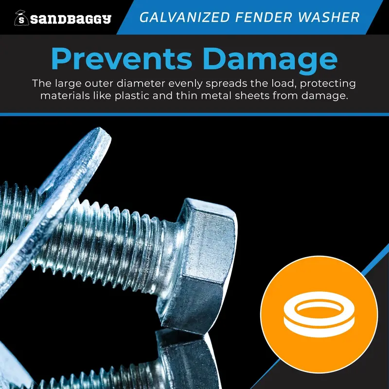 1/2” X 1-1/2” Galvanized Fender Washer (Zinc Plated) 3