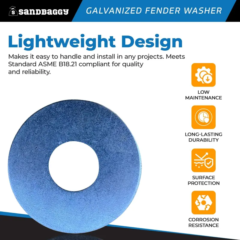 1/2” X 1-1/2” Galvanized Fender Washer (Zinc Plated) 4
