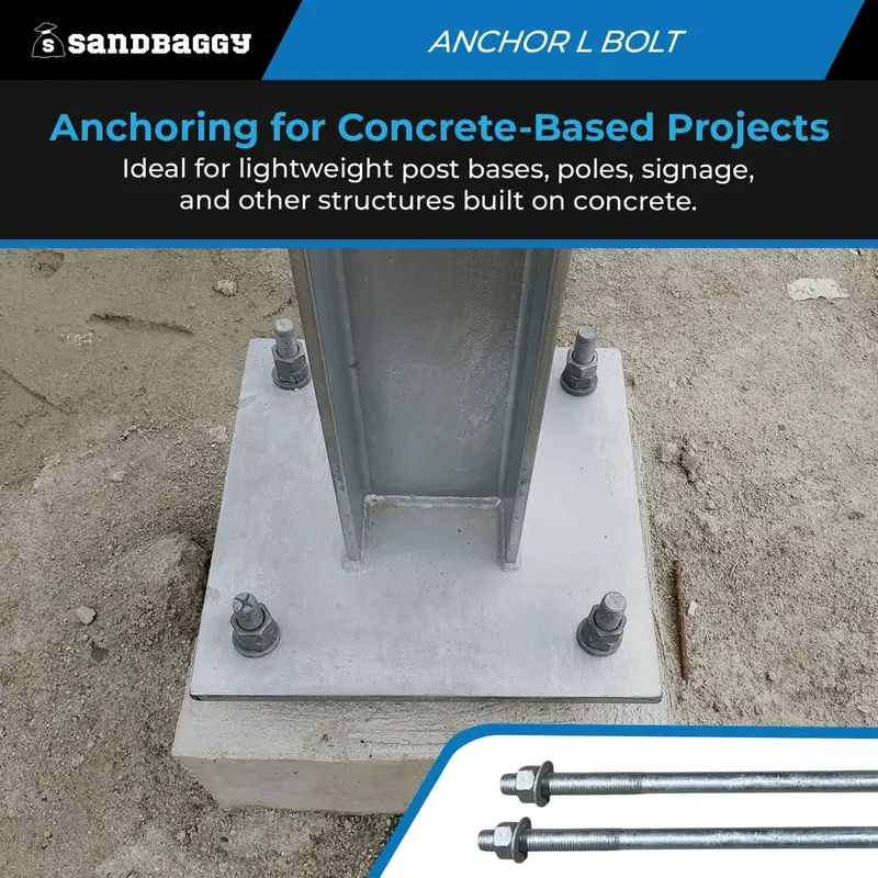 1/2" X 18" Threaded Concrete Anchor L-Bolts (Nuts & Washers Included) - Galvanized 7