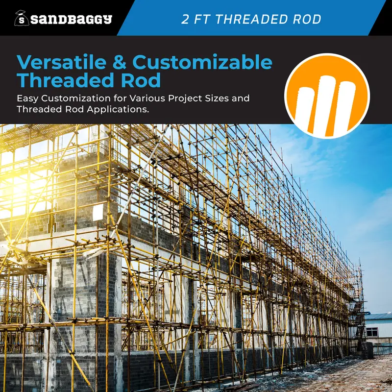 1/2" X 2 Ft Threaded Rod - Galvanized (Zinc Plated) 3
