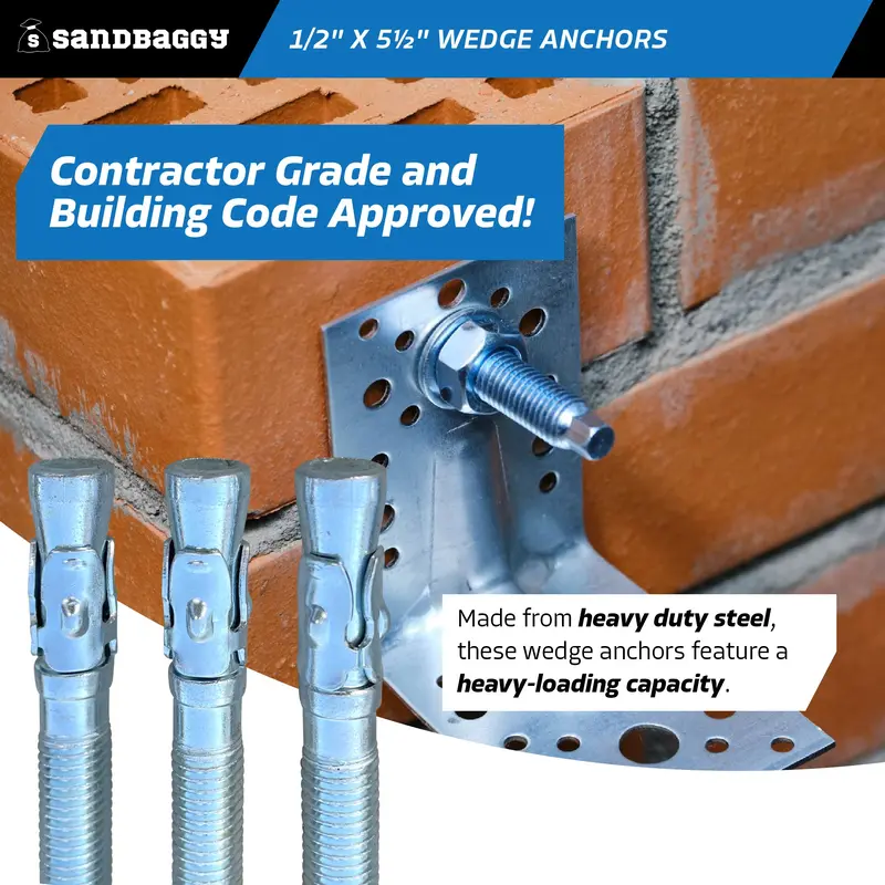 1/2" X 5-1/2" Concrete Wedge Anchors - Hex Head (Galvanized) 7
