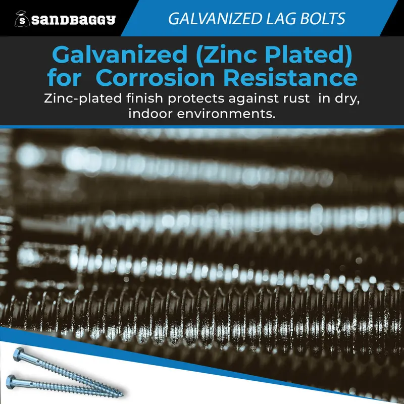 1/2" X 6" Galvanized Lag Bolts – Hex Head Wood Screws 5