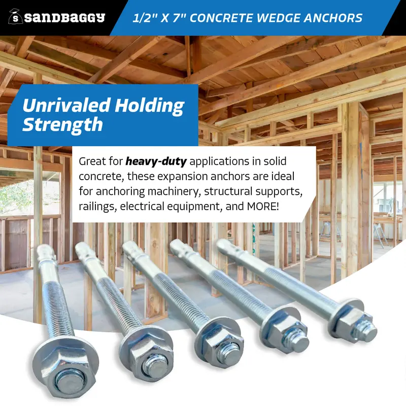 1/2" X 7" Concrete Wedge Anchors - Hex Head (Galvanized) 5