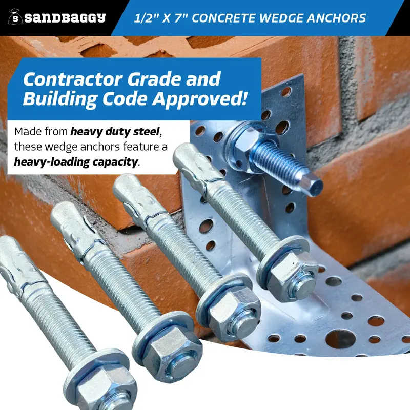 1/2" X 7" Concrete Wedge Anchors - Hex Head (Galvanized) 7
