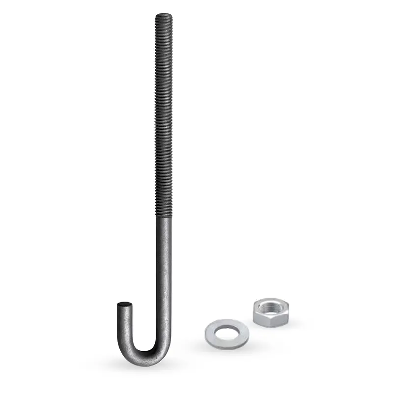 1/2" X 8" Galvanized Threaded J-Bolt Concrete Anchor (Nut & Washer Included) 1