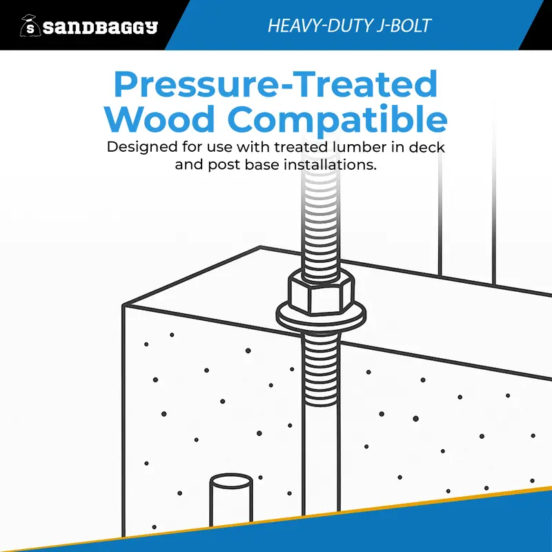 1/2" X 8" Galvanized Threaded J-Bolt Concrete Anchor (Nut & Washer Included) 8