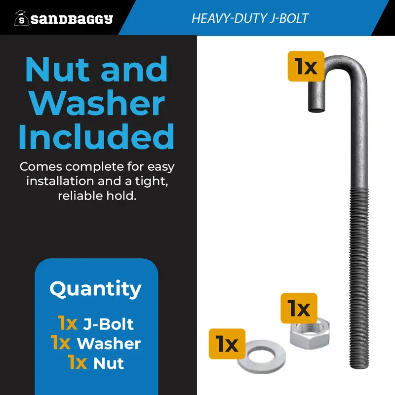 1/2" X 8" Galvanized Threaded J-Bolt Concrete Anchor (Nut & Washer Included) 9