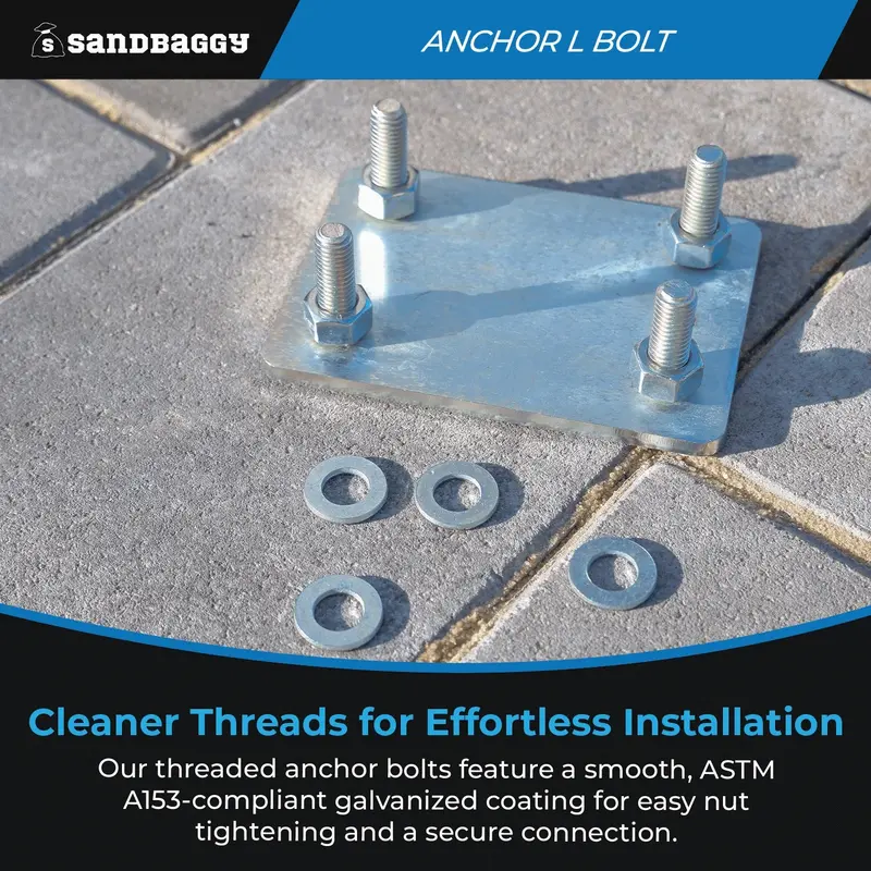 1/2" X 8" Threaded Concrete Anchor L-Bolts (Nuts & Washers Included) - Galvanized 5
