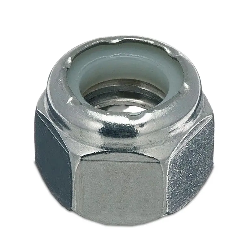 1/4"-20 Nylon Lock Nut - Grade 2 Steel - Zinc Plated (Electro Galvanized) 1