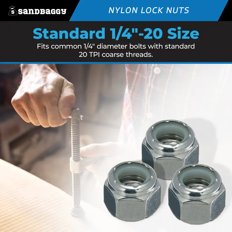 1/4"-20 Nylon Lock Nut - Grade 2 Steel - Zinc Plated (Electro Galvanized) 5