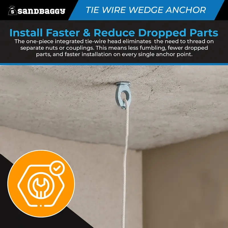 1/4" X 2-1/4" Tie Wedge Anchor | For Suspended Ceiling Wire (Galvanized) 3