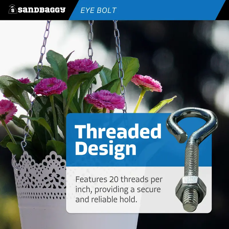 1/4" X 2-3/4" Galvanized Steel Eye Bolt With Hex Nut 5