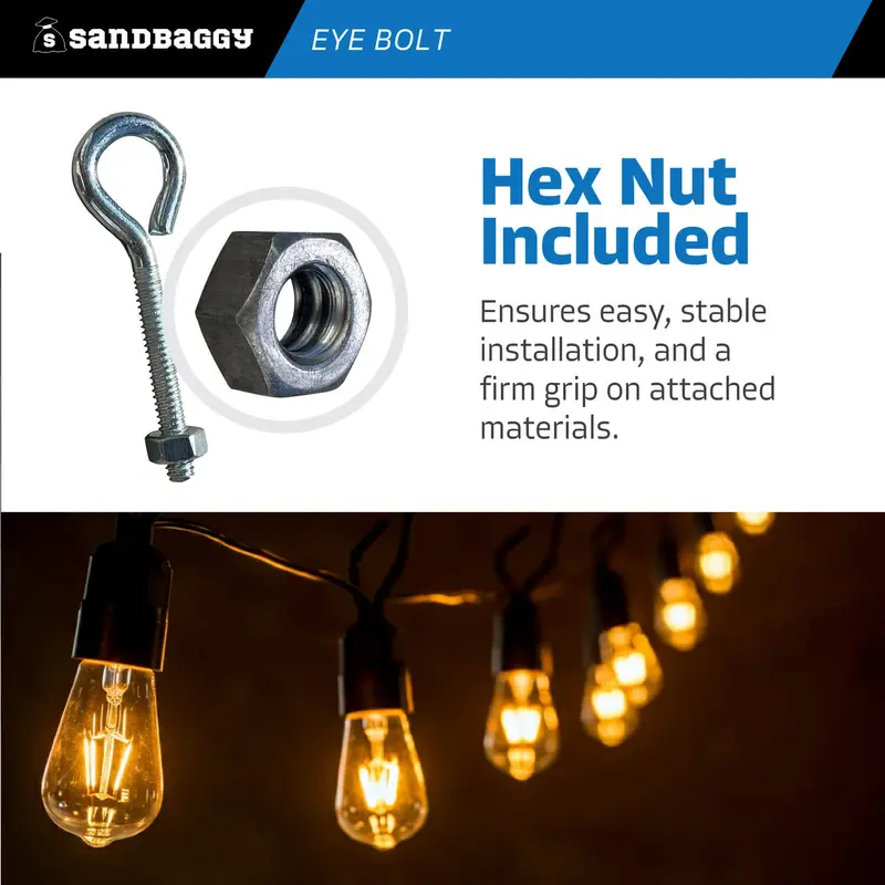 1/4" X 2-3/4" Galvanized Steel Eye Bolt With Hex Nut 6