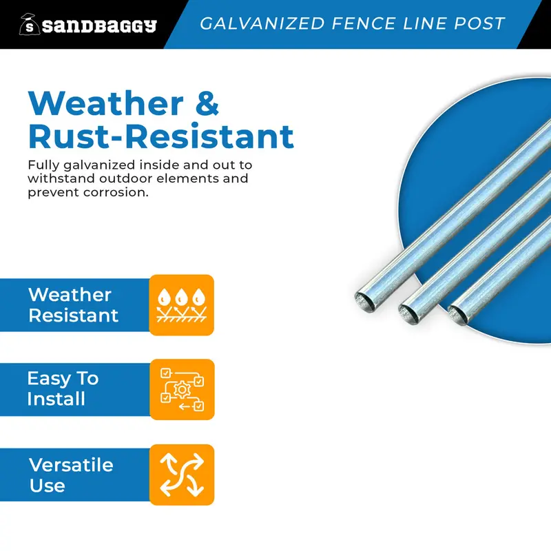 1-5/8" X 6 Ft Galvanized Chain Link Fence Line Post 4