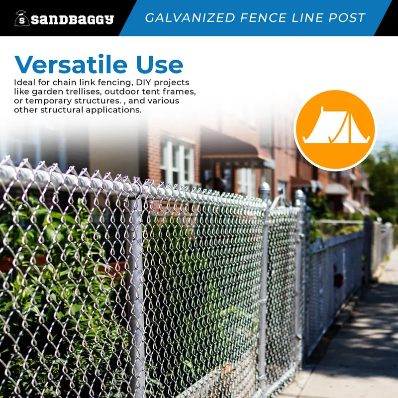 1-5/8" X 6 Ft Galvanized Chain Link Fence Line Post 7