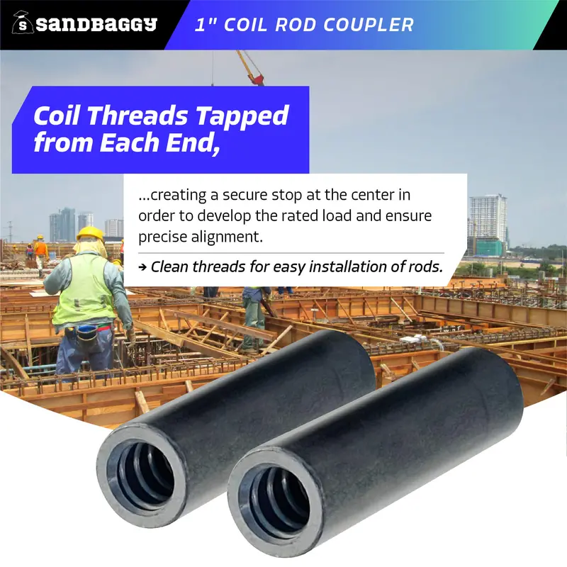 1" Coil Rod Coupler - Round Threaded Coupling Nuts 7