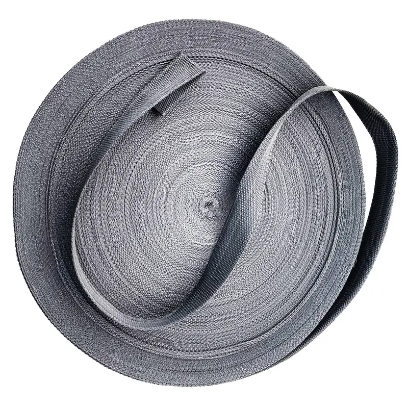 1" Flat Nylon Webbing Straps - Black, 25 Yd Roll - Lightweight 1