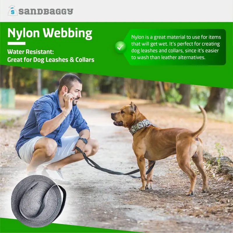 1" Flat Nylon Webbing Straps - Black, 25 Yd Roll - Lightweight 6