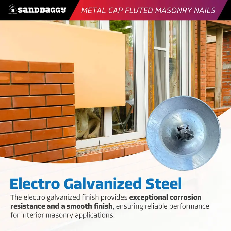1" Metal Cap Fluted Masonry Nails - Galvanized (Appx. 75 Nails / Lb) 3