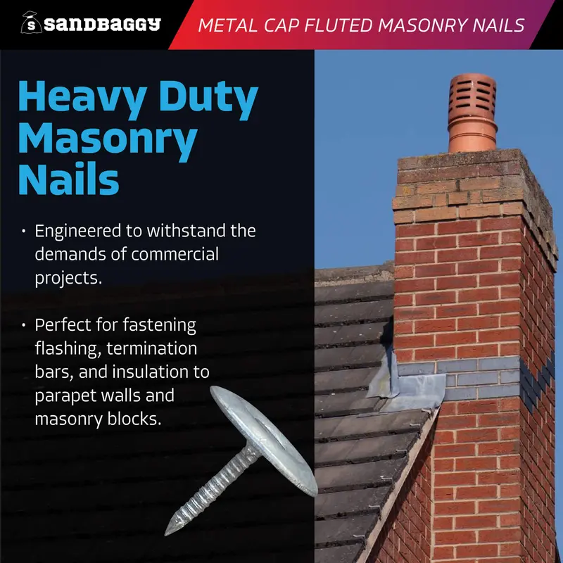 1" Metal Cap Fluted Masonry Nails - Galvanized (Appx. 75 Nails / Lb) 4