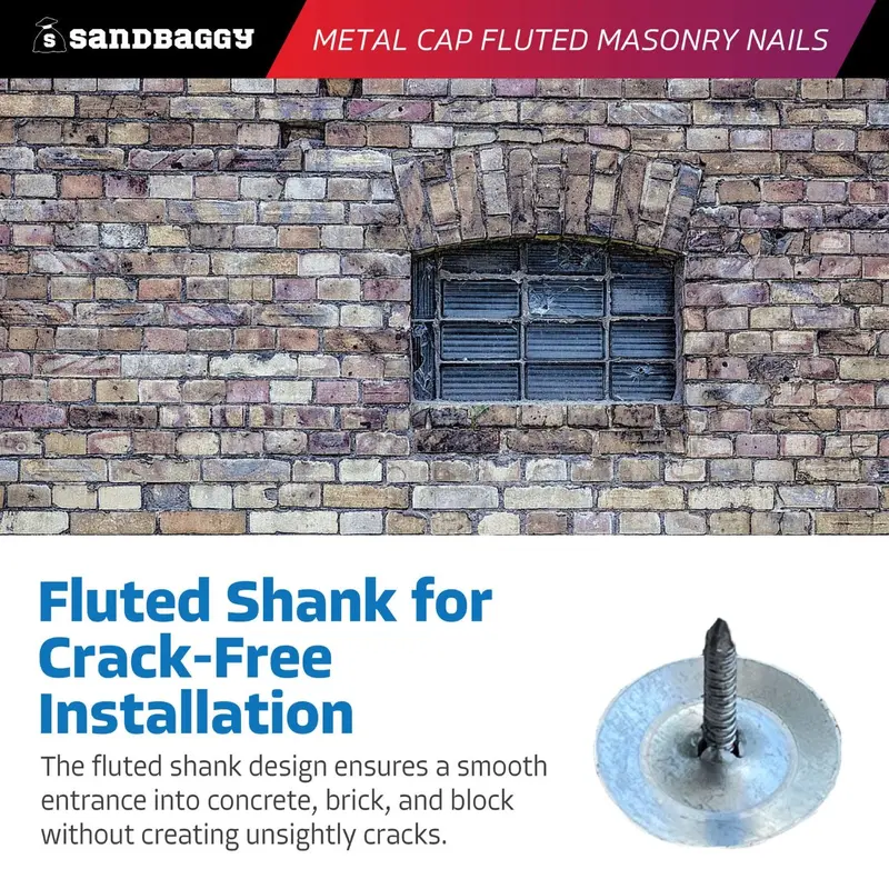 1" Metal Cap Fluted Masonry Nails - Galvanized (Appx. 75 Nails / Lb) 7