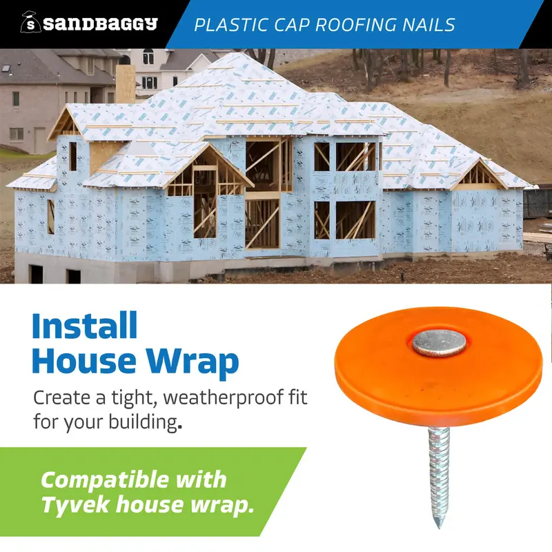 1" Plastic Cap Roofing Nails - Ring Shank, Electro Galvanized 8