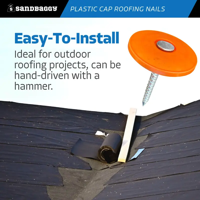1" Plastic Cap Roofing Nails - Ring Shank, Electro Galvanized 9