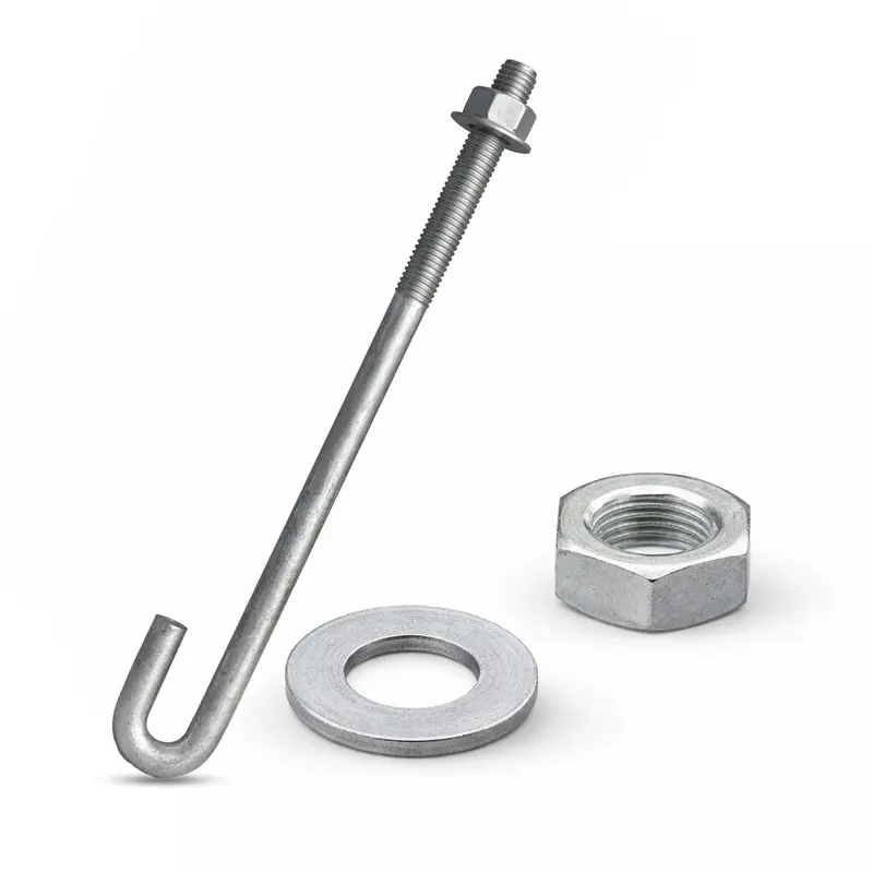 1" X 18" Galvanized Threaded J-Bolt Concrete Anchor (Nut & Washer Included) 1