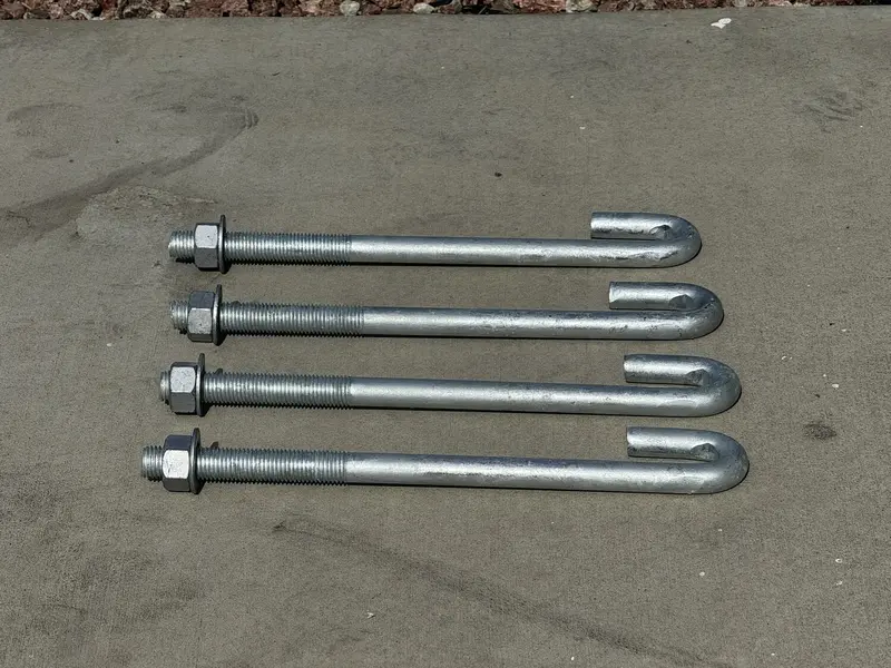1" X 18" Galvanized Threaded J-Bolt Concrete Anchor (Nut & Washer Included) 10