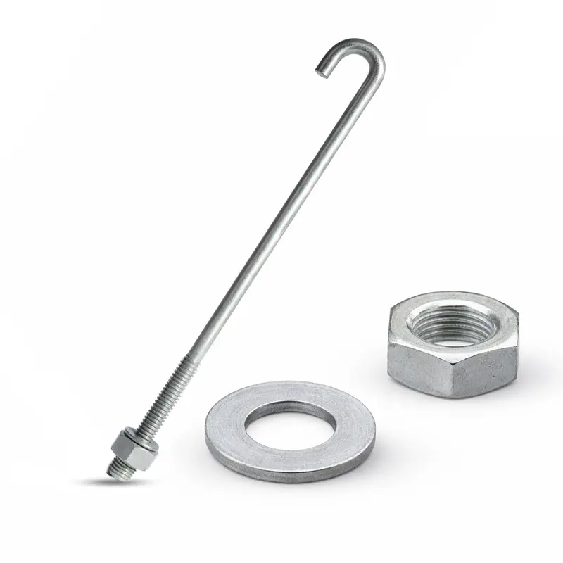 1" X 24" Galvanized Threaded J-Bolt Concrete Anchor (Nut & Washer Included) 1