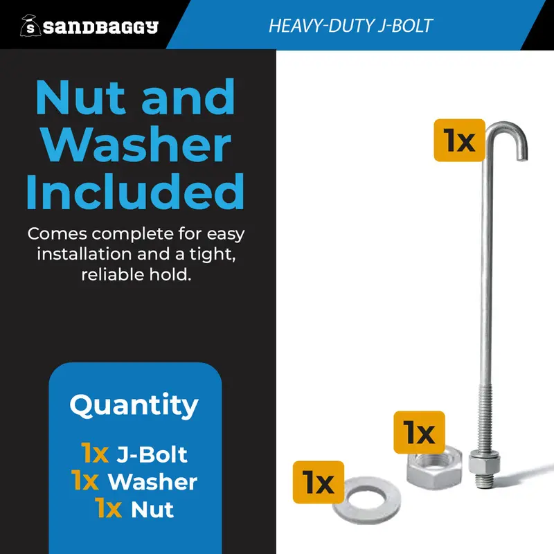 1" X 24" Galvanized Threaded J-Bolt Concrete Anchor (Nut & Washer Included) 5