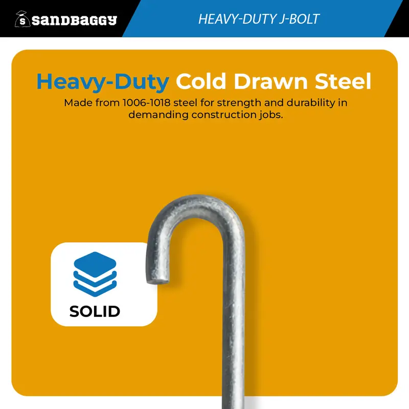 1" X 24" Galvanized Threaded J-Bolt Concrete Anchor (Nut & Washer Included) 7