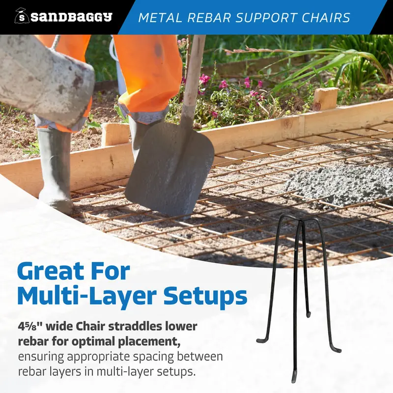 10" Metal Rebar Support Chairs - Plastic Dipped Legs - Rebar #3 To #5 6