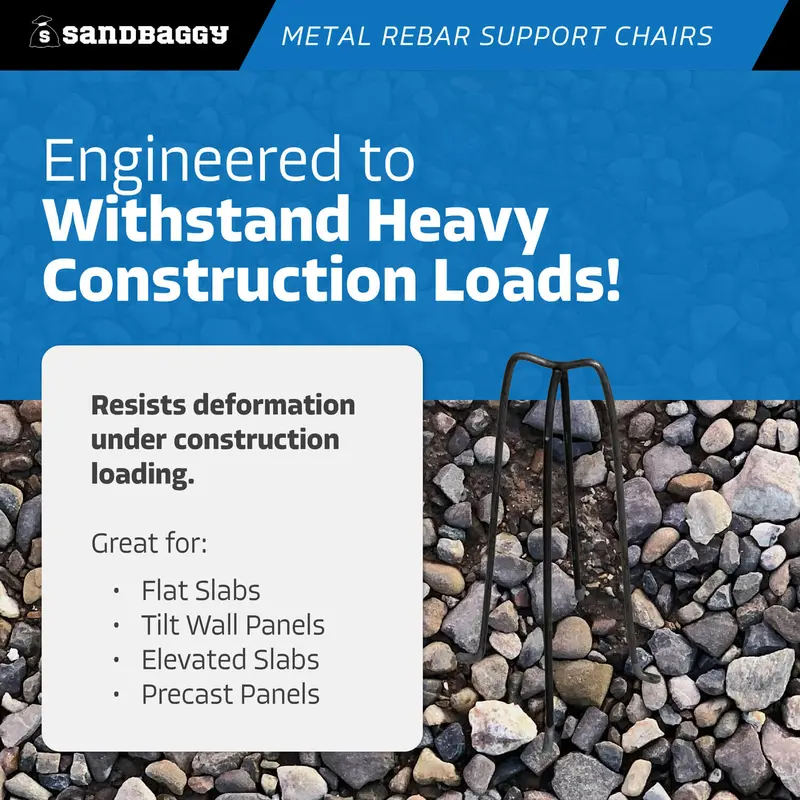 10" Metal Rebar Support Chairs - Plastic Dipped Legs - Rebar #3 To #5 7