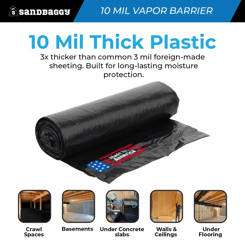 10 Mil Black Vapor Barrier – Polyethylene Visqueen (Usa Made) 4