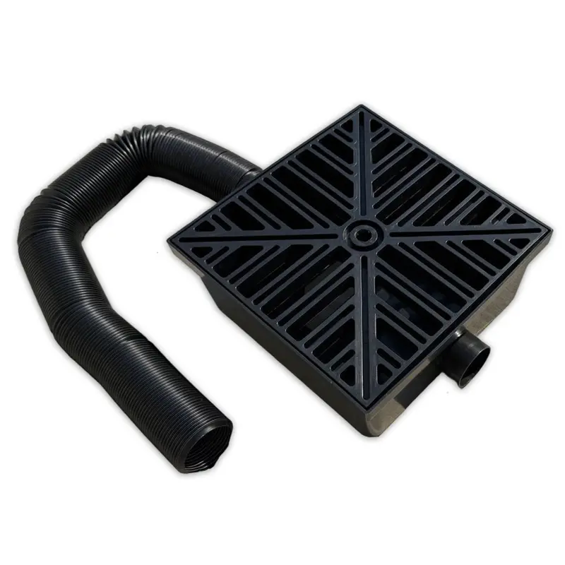 10" X 10" Low Profile Catch Basin With Flexible Drain Pipe – Outdoor Drainage System 1