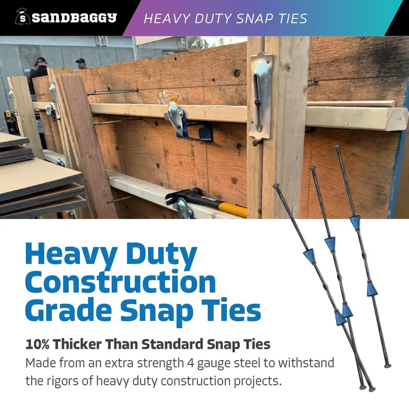 10" X 4 ¾" Heavy Duty Snap Ties For Concrete Forms (Short End) - 1" Plastic Cones 7