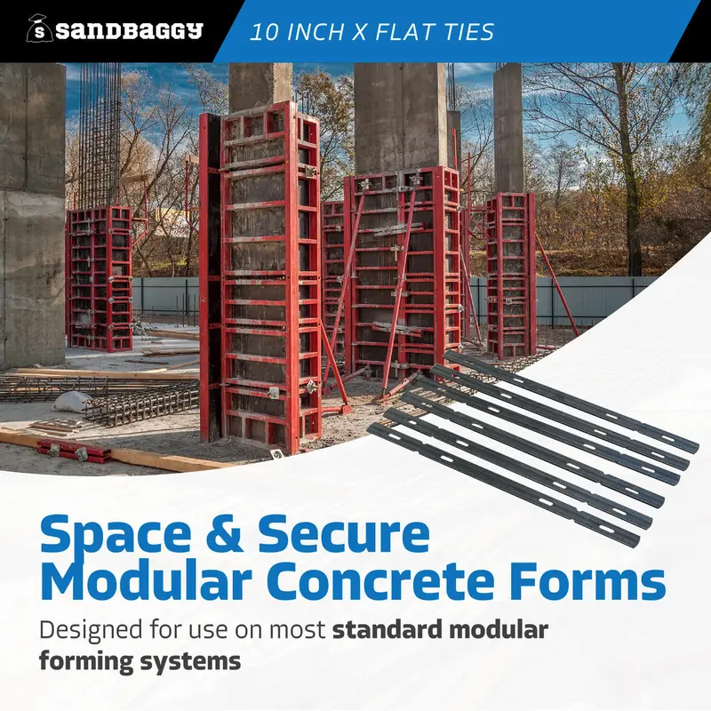 10" X Flat Ties For Concrete Forms - 11 Gauge Steel 4