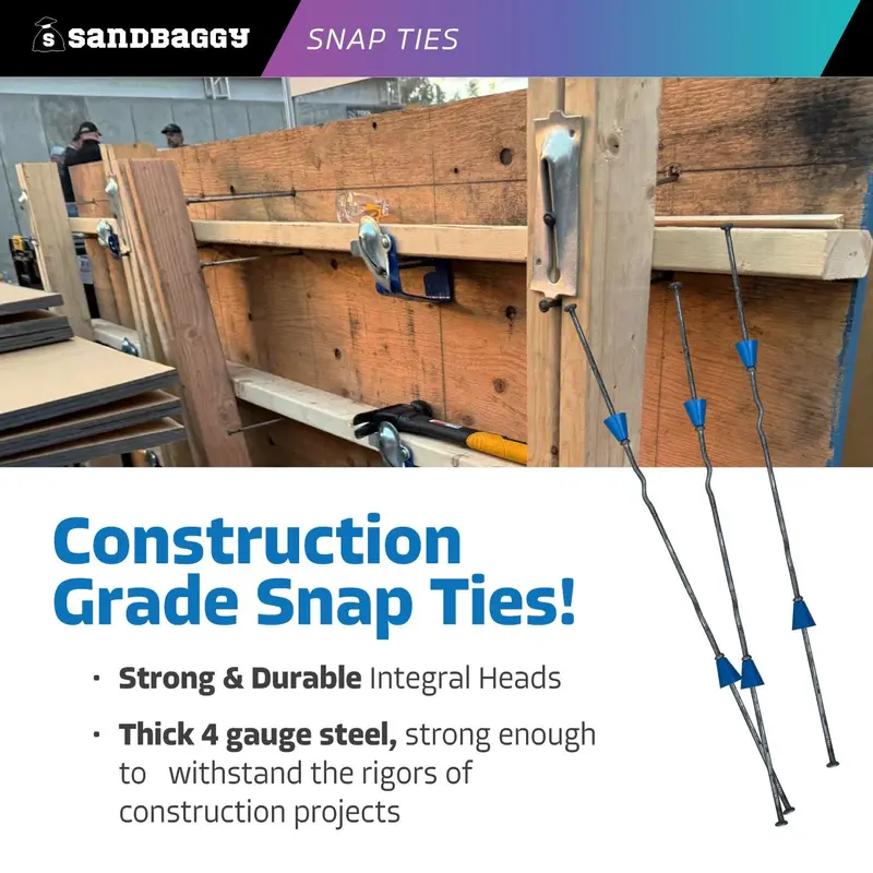 11" X 4 ¾" Standard Snap Ties For Concrete Forms (Short End) - 1" Plastic Cones 5