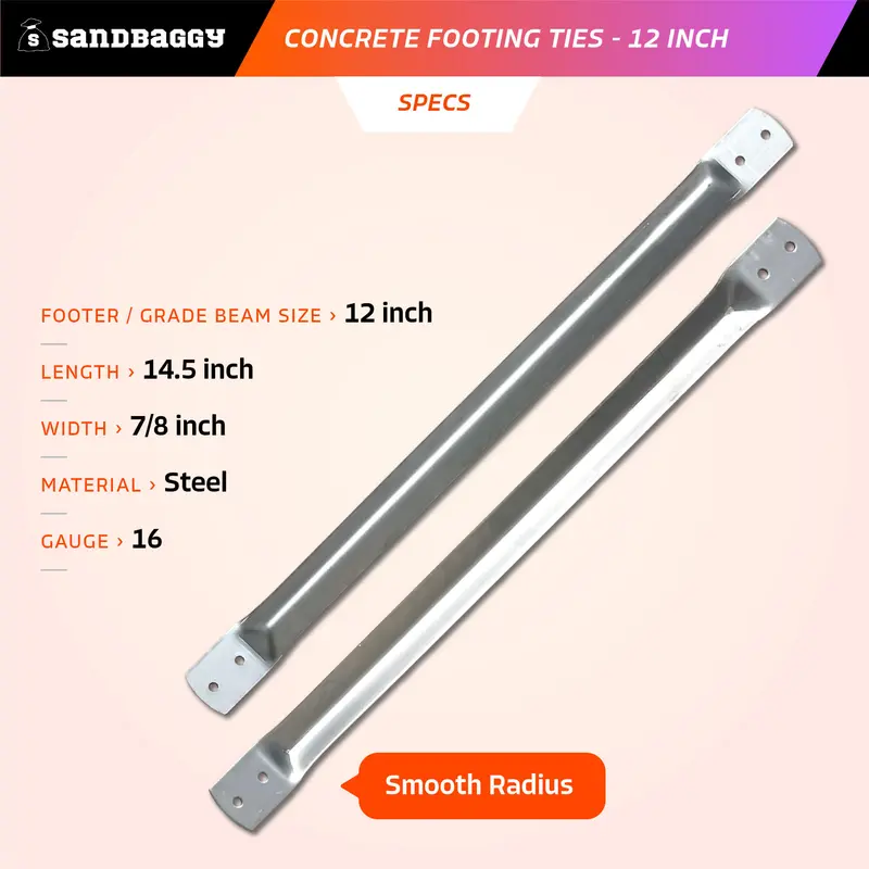12" Concrete Footing Ties - 16 Gauge Steel 2