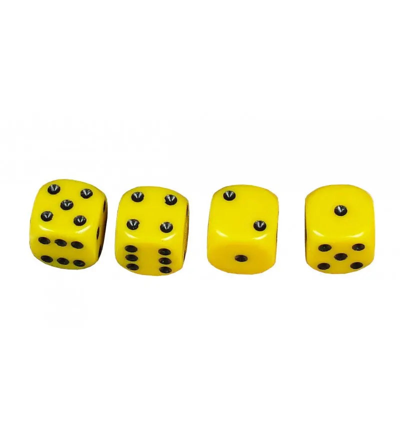 12 D6 Dice Yellow With Black Dots 1