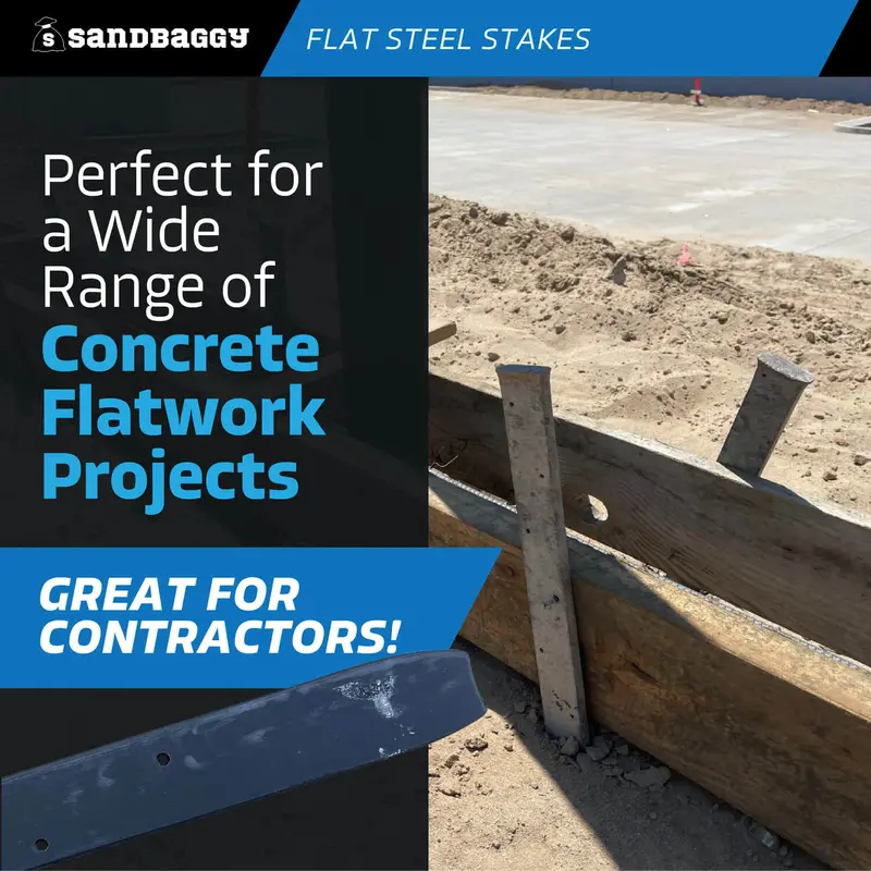 12" Flat Steel Stakes For Concrete Forms With Nail Holes 3