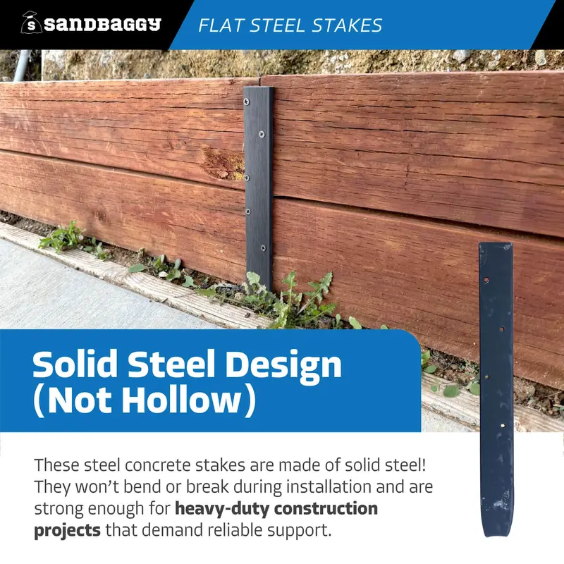 12" Flat Steel Stakes For Concrete Forms With Nail Holes 6