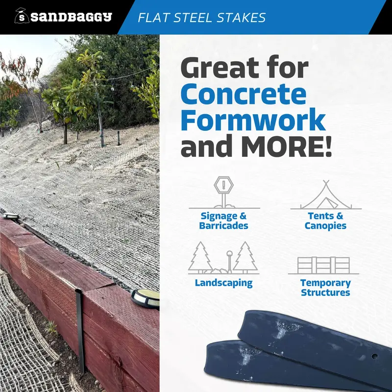 12" Flat Steel Stakes For Concrete Forms With Nail Holes 8