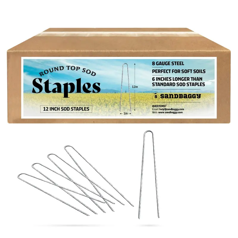 12 In. Heavy Duty Landscape Staples - 37% Thicker - 8 Gauge Steel 1